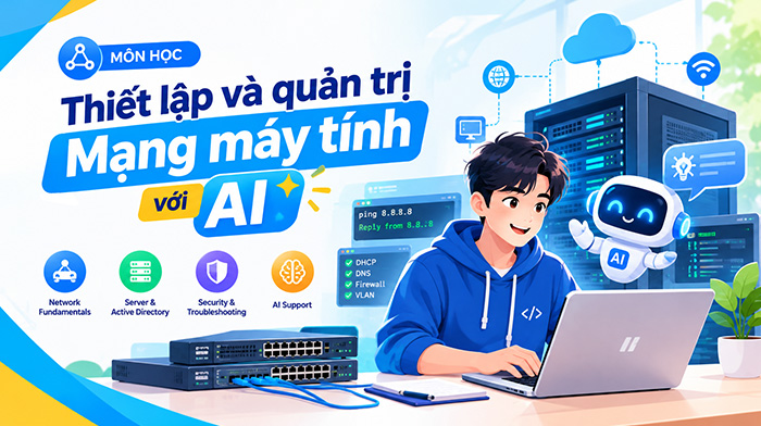 Thiết lập và quản trị mạng máy tính với AI